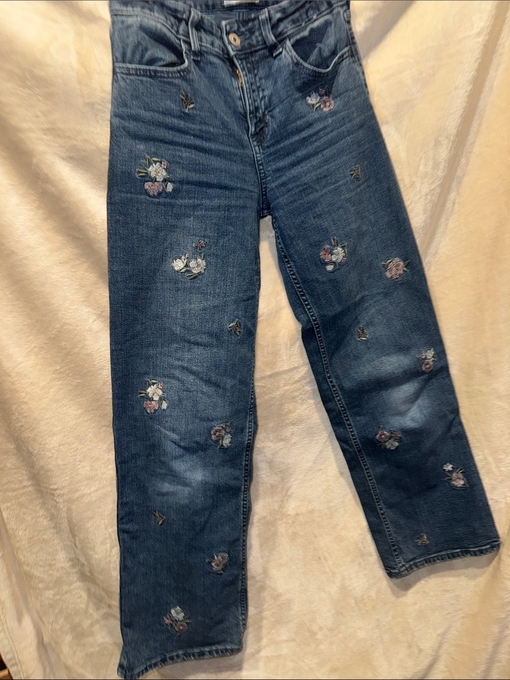 abercrombie kids Dark Blue Floral Embroidered Jeans